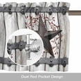 thumbnail image 6 of Country Star Valance Curtain Vintage Rust Grey Star Berry Rivet Beige Wood Board Window Valances Rod Pocket Short Curtains Window Treatments for Kitchen Bedroom Bathroom Laundry 42" x 18", 6 of 9