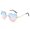 Gold frame blue pink, variant on Oasiva Women Rimless Sunglasses Bachelorette Party Gradient Sunglasses Heart Sunglasses