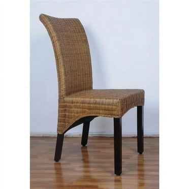 Campbell Rattan Wicker Stained Dining Chair, Brown Mahogany - Set of 2