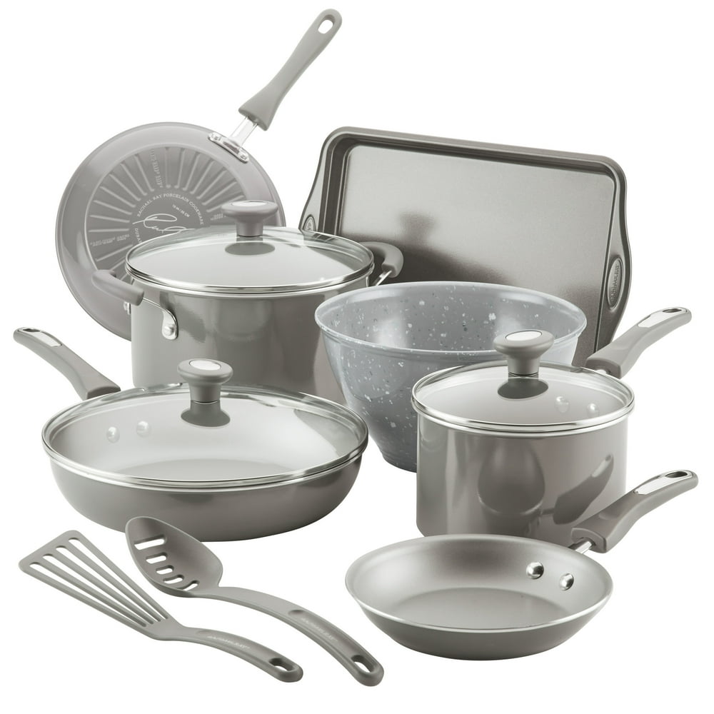 grey pots and pans set