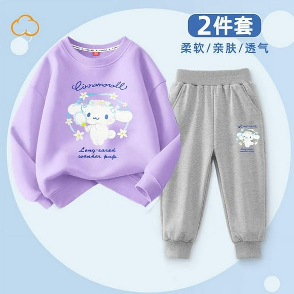 New Autumn Anime Cinnamoroll My Melody Kuromi Children Kids Tracksuit Sanrio Kawaii Cartoon Hoodie Sweatpants Set Girl Gift HOEMLIN