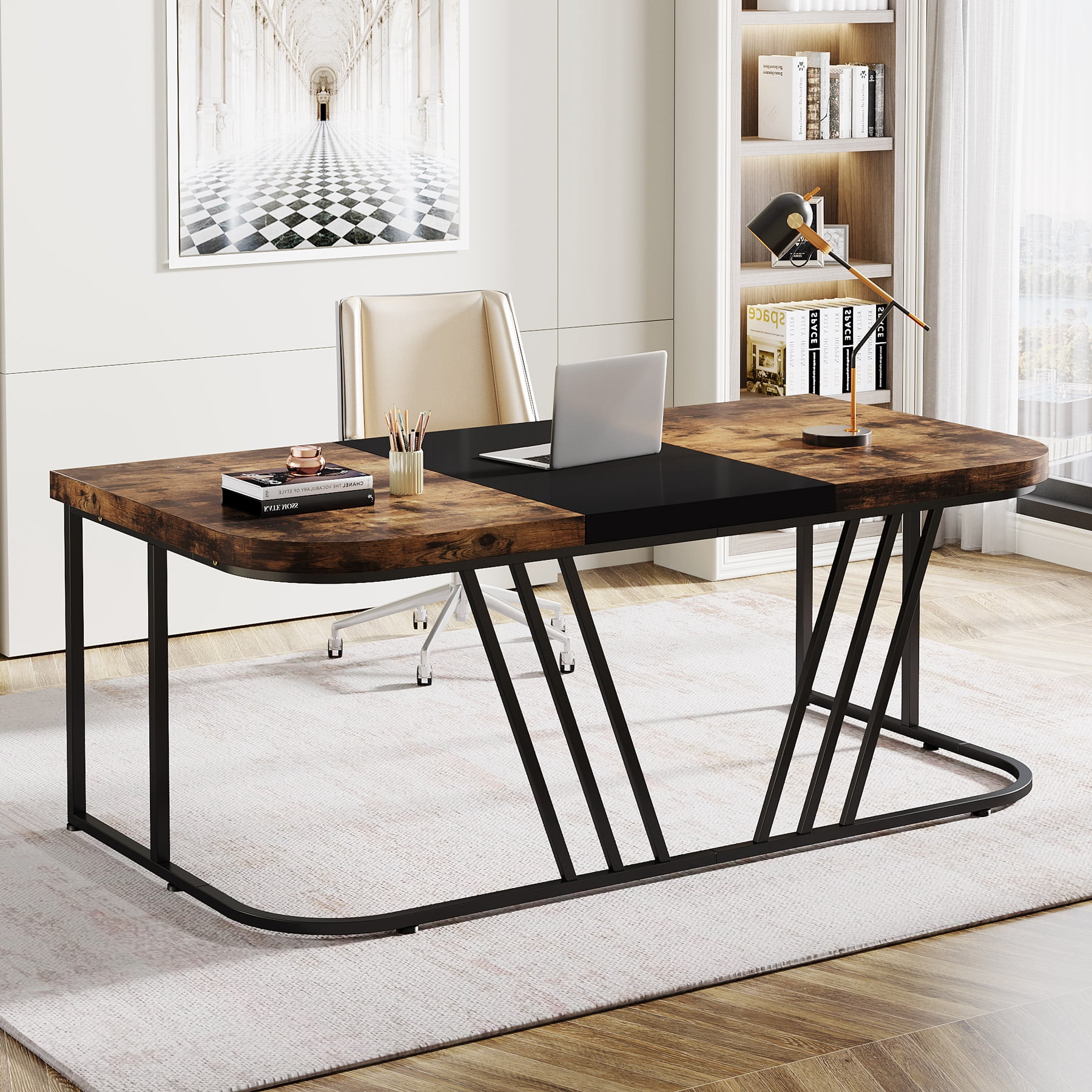 Tribesigns 63" Executive Desk, Large Office Desk Computer Desk, Modern ...