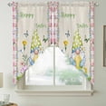 thumbnail image 2 of Easter Swag Curtains for Kitchen/Bedroom/Living Room, Country Gnomes Duck Floral Eggs Pink Buffalo Check Scalloped Curtains 63 Inch Long, Window Swag Topper Curtains Valances 2 Panels Set 36"x63", 2 of 8
