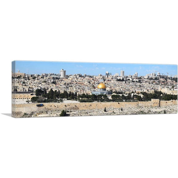 ARTCANVAS Jerusalem Israel Skyline Panoramic Canvas Art Print - Size: 36" x 12" (0.75" Deep)