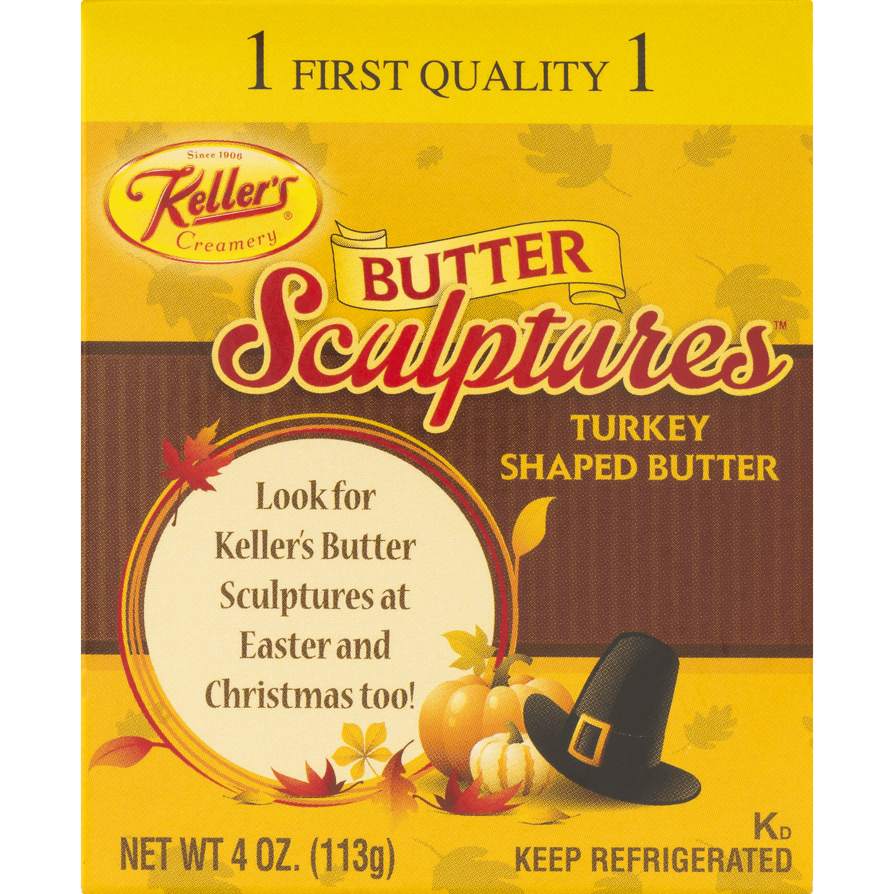 Keller's Butter Sculptures Turkey Shaped Butter, 4 Oz. 