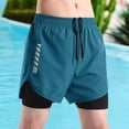 thumbnail image 5 of Lenago Men's Outdoor Lightweight Short Men's Solid Color Double-Layer Running And Fitness Shorts Blue Xxxl, 5 of 5