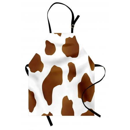 Fur Bib - Cow Print Apron Brown Spots on a White Cow Skin Abstract Art Cattle Fur Farm Animals Cowboy Barn, Unisex Kitchen Bib Apron with Adjustable Neck for Cooking Baking Gardening, White Brown, by Ambesonne