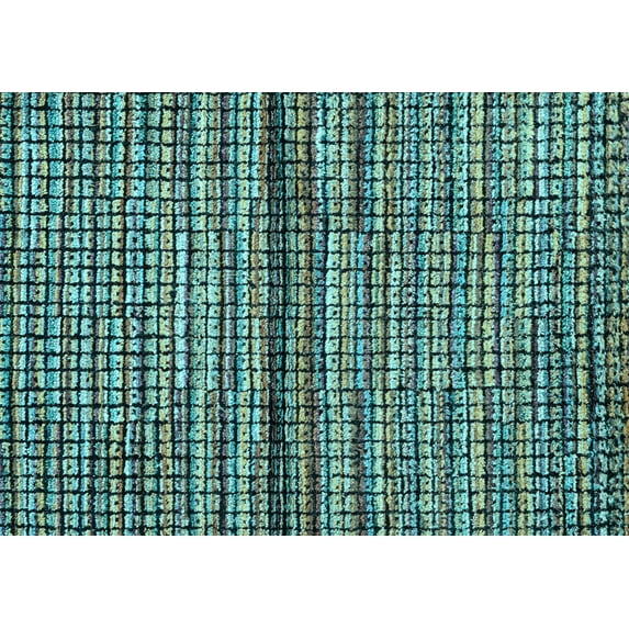 Ahgly Company Indoor Rectangle Abstract Light Blue Modern Area Rugs, 7' x 10'
