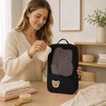 thumbnail image 5 of SUYOLL Black Cartoon Bear Quilted Mesh Storage Pouch Organizer Cube Portable For Travel Toiletries Organization Saving Space, 5 of 6