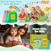 Talking Flash Card Learning Educational Toy, Talking Flash Cards with 224 Words 112 Double Sided Cards Preschool Sensory Toys, Dinosaur Montessori Toys