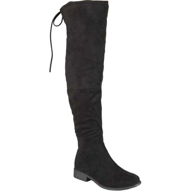 Women's Journee Collection Mount Wide Calf Over The Knee Boot Black Faux Suede 6 M - Walmart.com