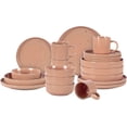 thumbnail image 2 of HomeVss, Nordic Shape Rising Rim Stoneware 20pc Dinnerware Set, Matte Rose with Speckle Finished Effect, 2 of 16