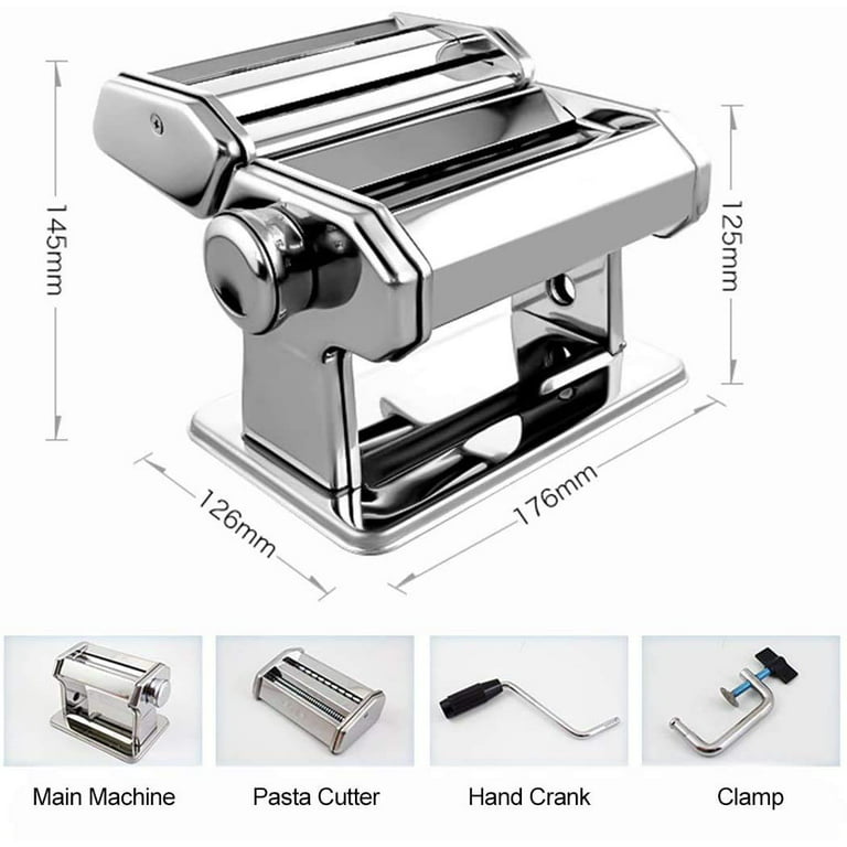 Pasta Machine With Cutter And Hand Crank Stainless Steel - Temu