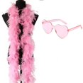 thumbnail image 1 of FeatherBoasWithHeartRimlessSunglasses,2m/6.6ftColorfulFeatherBoaForWomenForDancingWeddingPartyCosplayHalloween, 1 of 5
