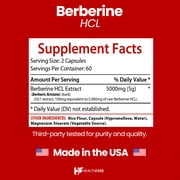 HealthFare Berberine HCL 5000mg | 120 Veg Capsules | Extra Strength Herbal Extract | Non-GMO, Gluten-Free | Made in the USA