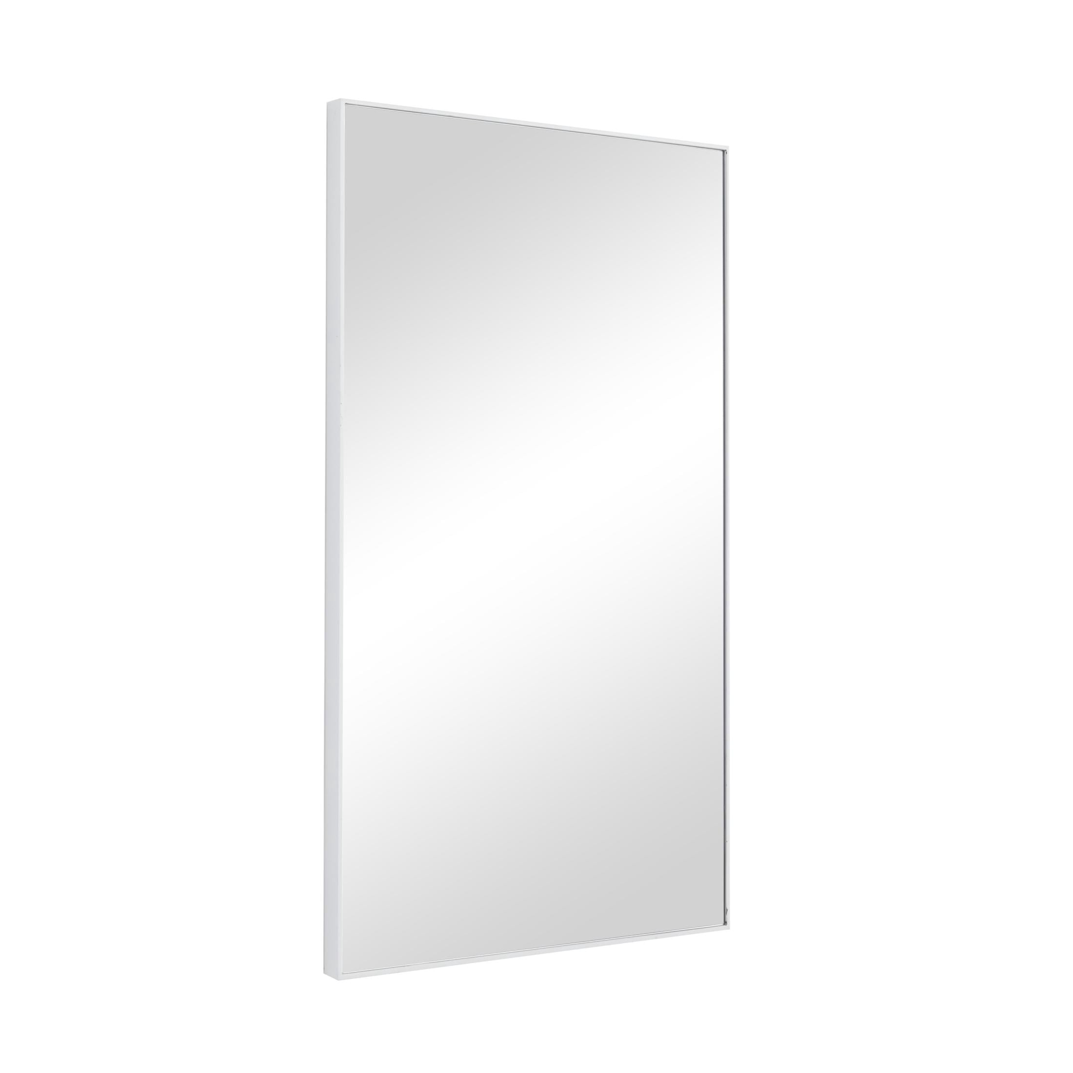 DecMode 18" x 32" White Wall Mirror with Thin Frame