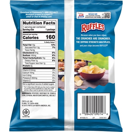 RUFFLES ORIGINAL POTATO SNACK CHIPS 1 OZ BAGS, 40 COUNT MULTIPACK