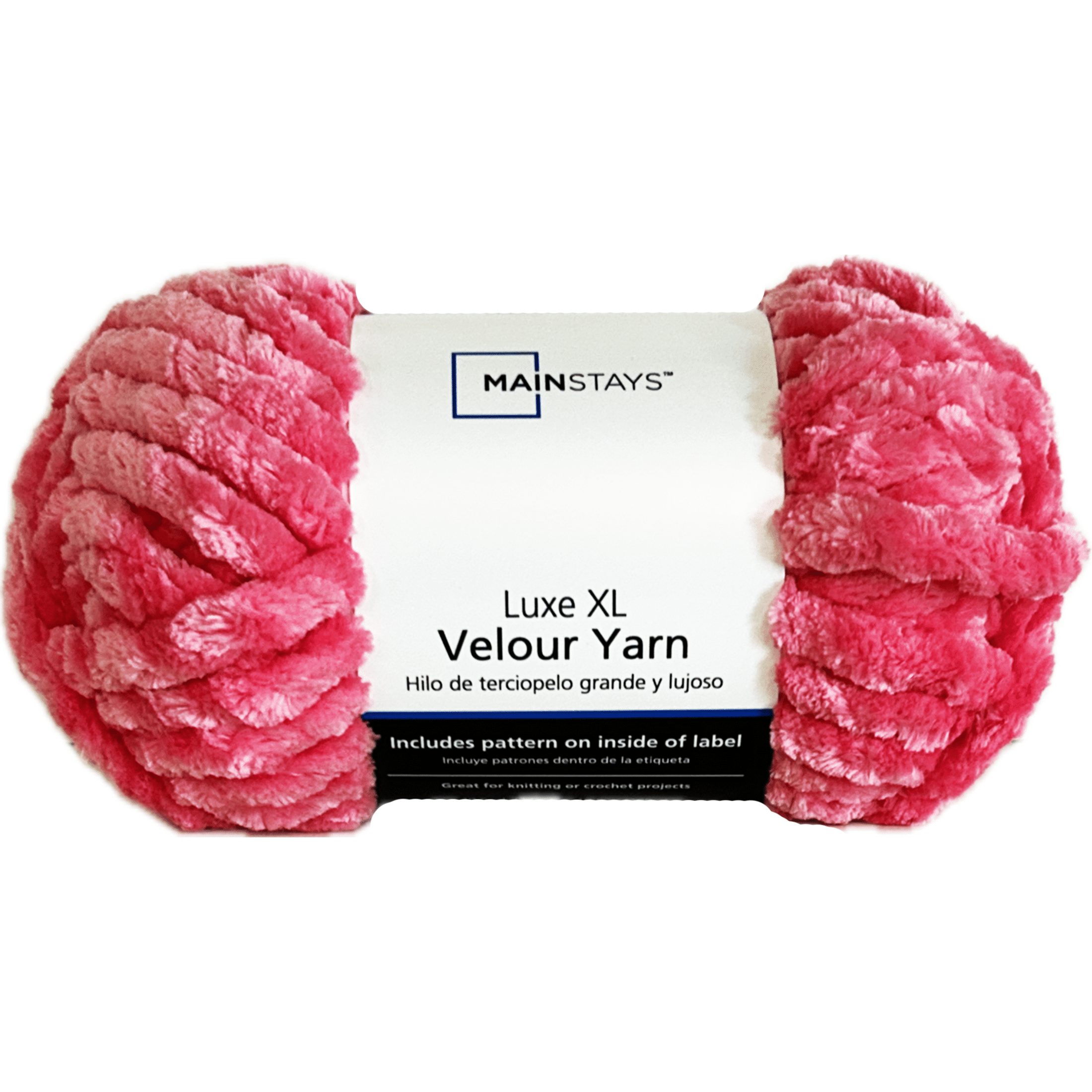 Mainstays Luxe XL Velour Yarn, 48.6 yd, Bright Pink, 100% Polyester, Super Bulky, Pack of 2