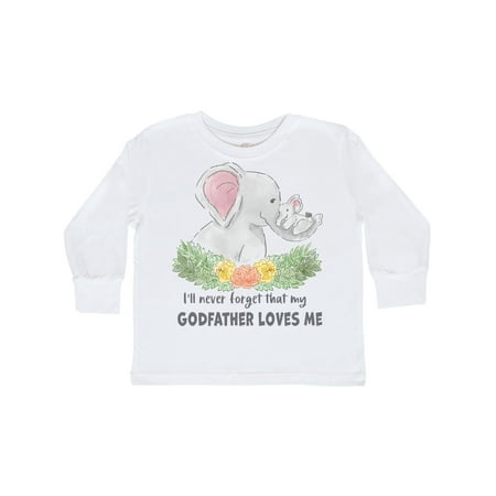 

Inktastic I ll Never Forget That My Godfather Loves Me Cute Elephants Gift Toddler Boy or Toddler Girl Long Sleeve T-Shirt