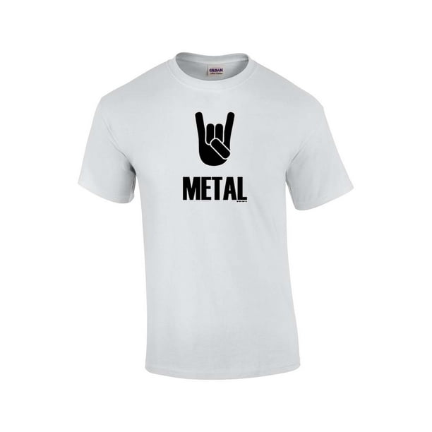 Heavy Metal Short Sleeve T-shirt On Metal Music Bullhorn Horns Hairbands 80's 90's-White-Medium - Walmart.com