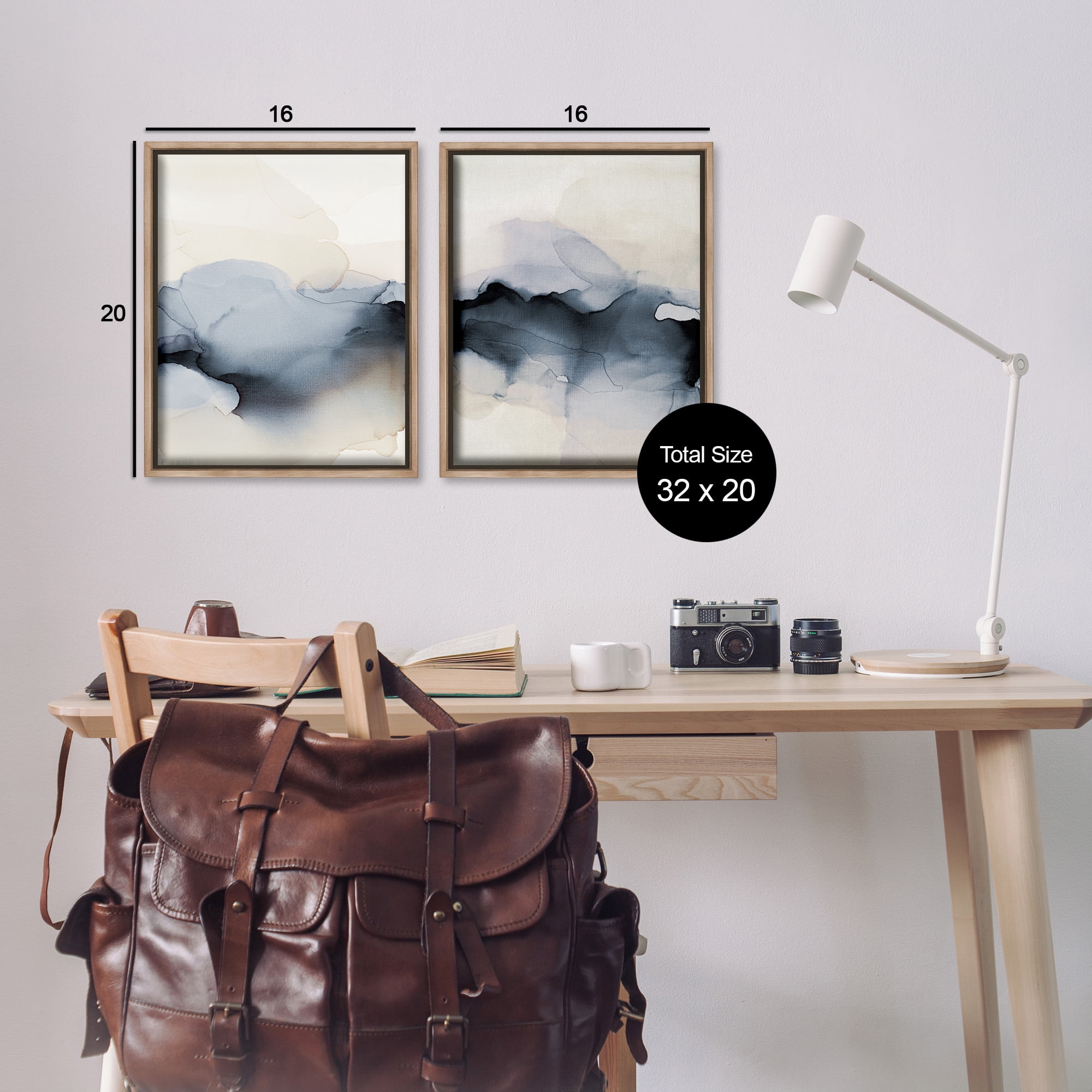 Stupell Industries Mysterious Abstract Obscure Watercolor Abstract Painting Brown Floater Framed Canvas Art Print Wall Art, 17 x 21, Set of 2