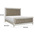 thumbnail image 5 of Juhi Queen Size Bed- Button Tufted Gray Faux Leather- Crystals Trim- Wood, 5 of 6