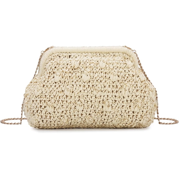 Straw Clutch Purse for Women Summer Beach Bags Woven Evening Bags 2025 Wicker Shoulder Handbag for Vacation