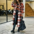 thumbnail image 1 of Femmes Mode Outwear Plaid Imprimé Revers à Manches Longues Veste Longue Trench-Coat, 1 of 9