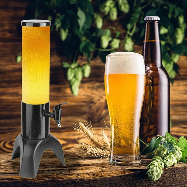 LYUMO Distributeur de boissons de tour de bière transparente à trois pattes  de 1,5 L pour accessoires de bar à la maison, distributeur de tour de bière,  tour de robinet de bière 