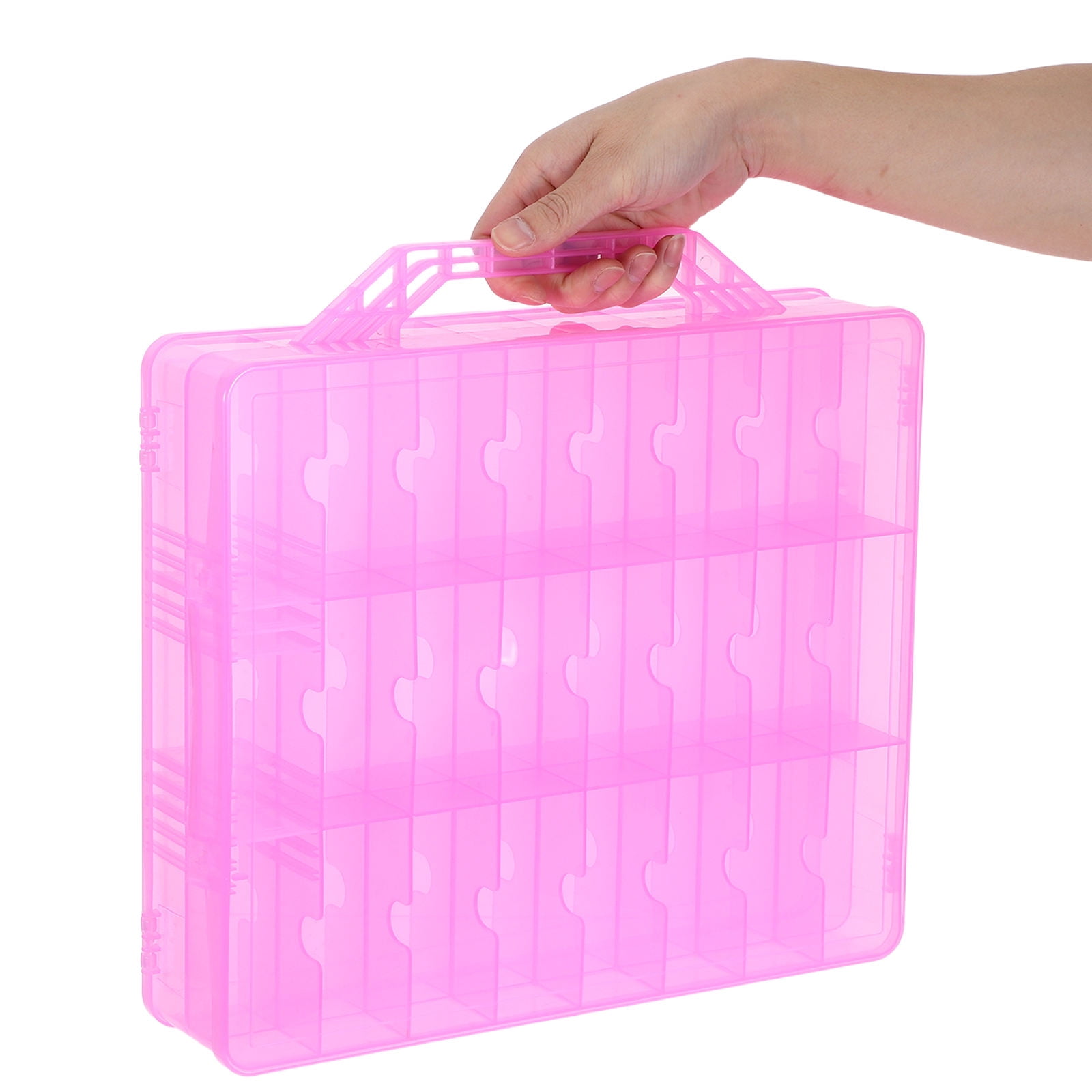 RENACLIPY Double Layer Plastic Storage Box with Handle for Sewing and Embroidery Supplies