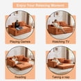 thumbnail image 5 of Loveseat Sofa, Comfortable Deep Seat Sofa Bed, Reversible Cushion with Pillows, Modern Small Corduroy Couch for Living Room, Bedroom, Apartment, Office, No Assembly Required, Orange, 5 of 6