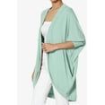 thumbnail image 3 of TheMoogan Women's PLUS Cocoon Draped Jersey Knit 3/4 Sleeve Oversized Open Front Cardigan, 3 of 7