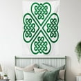 thumbnail image 4 of Celtic Decor Tapestry, Monochrome Four Leaf Clover Flower Authentic Timeless Form Gaelic Decor , Wall Hanging for Bedroom Living Room Dorm Decor, 60W X 80L Inches, Green White, by Ambesonne, 4 of 5