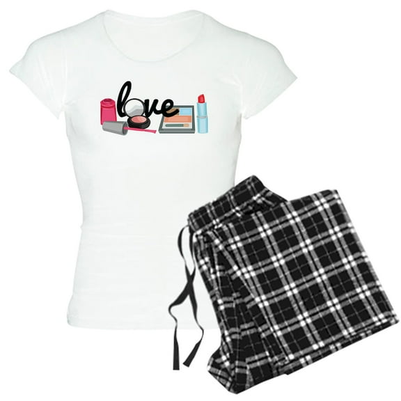 CafePress - Makeup Love Women's Light Pajamas - Women's Short Sleeve Print T-Shirt and Pants Light Cotton Pajama Set