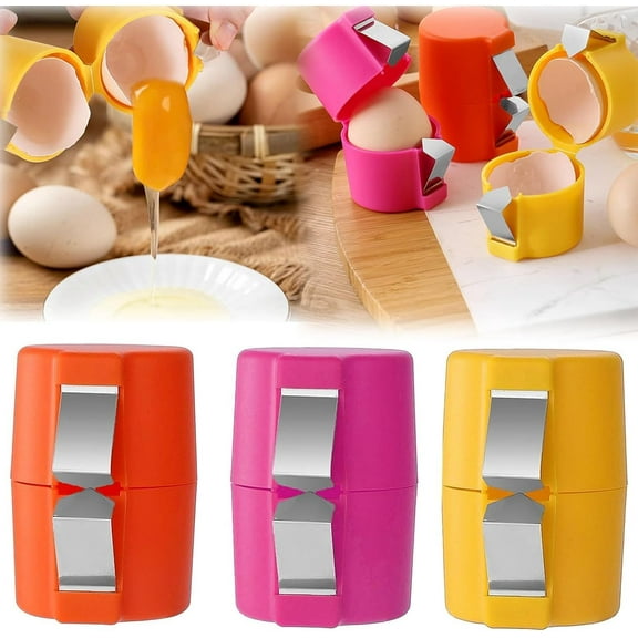 3 PCS Egg Shell Opener, 2025 New Egg Cracker Tool for Raw Eggs, Portable Egg Shell Opener Tools, Handheld Eggs Breaker Multifunctional Egg Cutter Egg Cracker and Separator