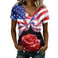 thumbnail image 6 of WEIWEN 250th Anniversary USA Shirt Women America 250 T Shirts V Neck Short Sleeve Celebration Patriotic USA Flag Printed 1776-2026 Tshirts Shirts for Women Tops Blue XL, 6 of 7