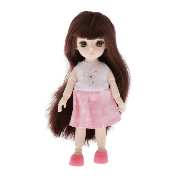 Muñeca de Juguete perfecl ropa Casual cabello castaño 16 cm