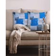 Abstract Geometric Ocean Blue 18x18 Pillow Covers Set of 2, Blue Grey