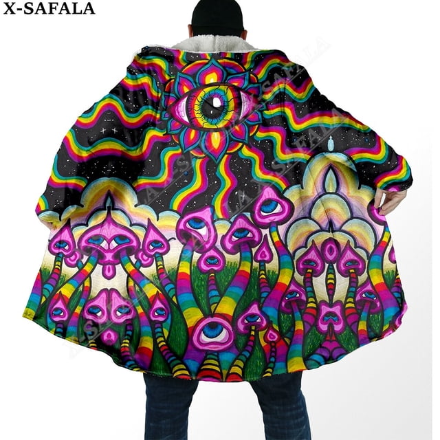 Capa de sueño con estampado 3D de ojos psicodélicos Trippy para hombres, abrigo grueso y cálido con capucha, abrigo de lana a prueba de viento, bata, manta, 6
