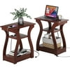End Table Set of with Charging Station Side Table with Ports and Outlets Nightstand End Table with Storage Shelf for Living Room Bedroom