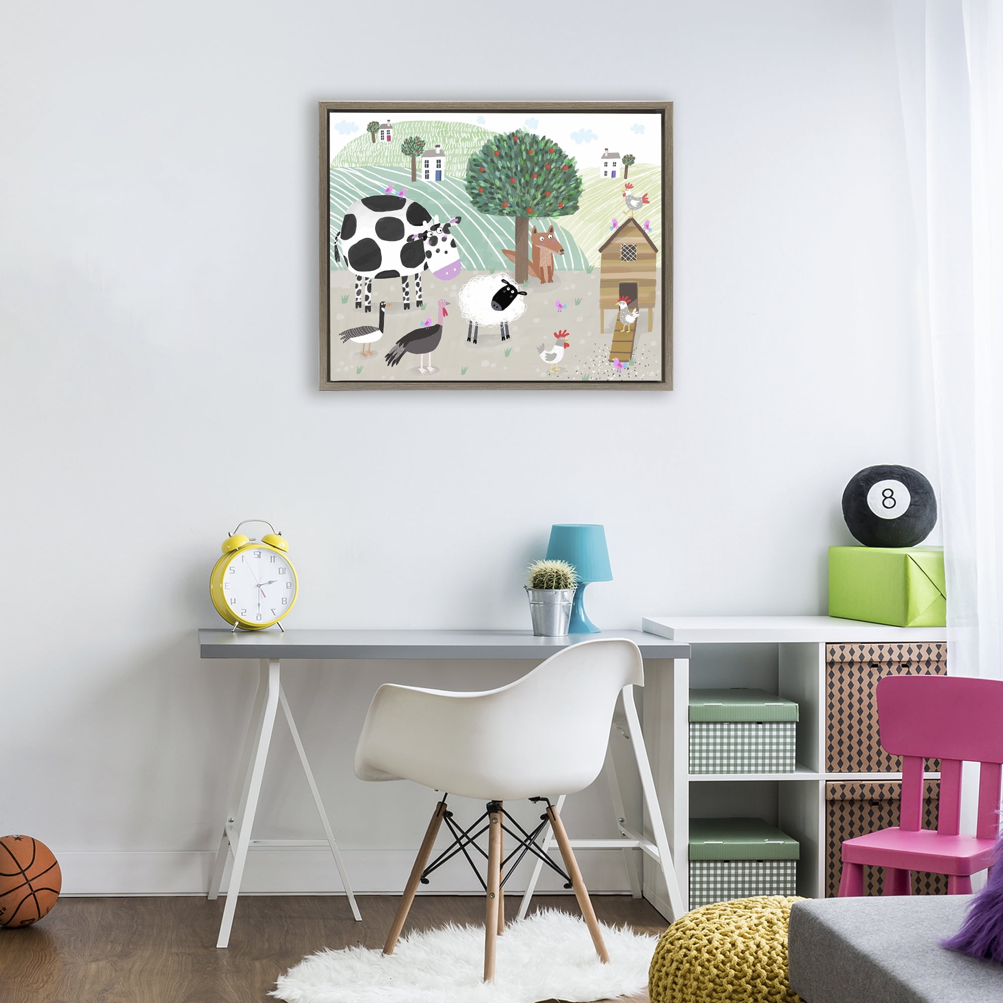 Stupell Industries Down At The Farm Brown Framed Floater Canvas Wall Art, design by Carla Daly
