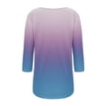 thumbnail image 3 of YanHoo 3/4 Sleeve Tunic Tops for Women Color Block Button Up 3/4 Sleeve Tee Shirts Casual Round Neck Flowy Tunics for Ladies 2025 Summer Sales, 3 of 5
