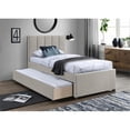 thumbnail image 2 of Meridian Furniture Harper Lit Gigogne Simple en Tissu Texturé en Lin Beige, 2 of 11