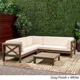 thumbnail image 4 of Noble House Brava 4Pc Acacia Wood Sectional Sofa/Coffee Table Set Gray and White, 4 of 4