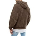 thumbnail image 3 of Momasggi Men's Fuzzy Sherpa Hoodie Loose Cozy Long Sleeve Drawstring Hooded Sweatshirts Solid Color Fall Winter Outdoor Pullover Tops with Pockets Coffee XL, 3 of 6