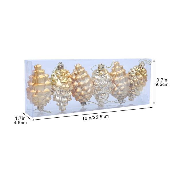 Juego de adornos para árboles de Navidad | 6pcs 9.3cm Colgantes de bola de plástico para decoración navideña, decoraciones colgantes ligeras, irrompibles, rojo y dorado, exhibición festiva para el