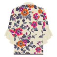 thumbnail image 5 of Sijiajgjfu 3/4 Ruffle Sleeve Blouses for Women Hide Belly Henley V Neck Dressy Casual Boho Floral Shirts 2025 Multicolor XL, 5 of 5