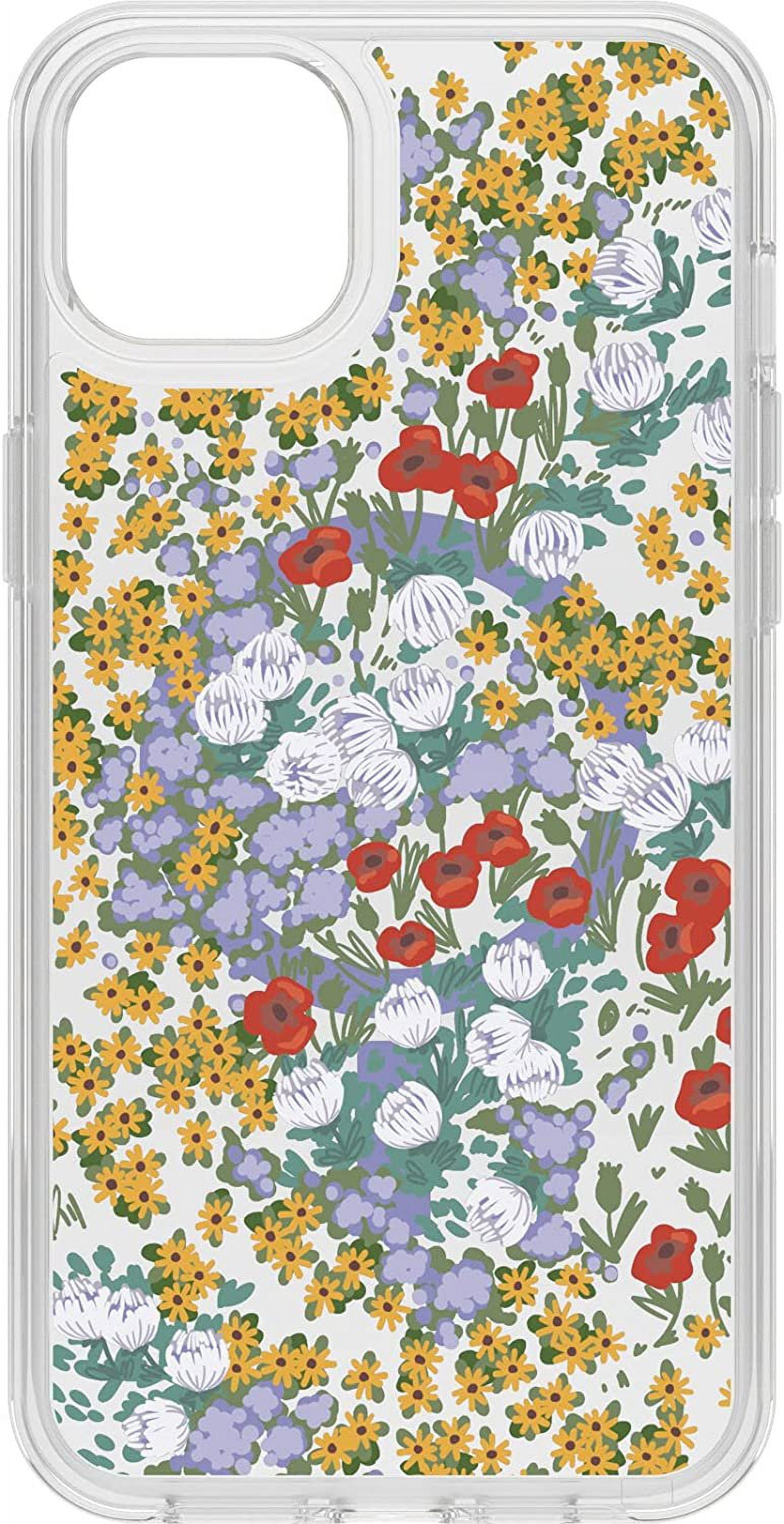 OtterBox Symmetry Series+ Clear Antimicrobial Case with Magsafe for iPhone 14 Plus Only - Non-Retail Packaging - Flower Fields Graphic