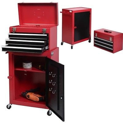 Cabinet Garage Organizer - 2pc Mini Tool Chest & Cabinet Storage Box Rolling Garage Toolbox Organizer