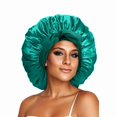 thumbnail image 1 of Satin Hat Silk Hat For Sleep Double Layered Satin Lined Hair Cap With Ribbon Bonnet For Women Natural Curly Hair Black, 1 of 4